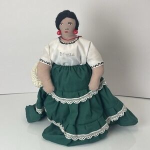 Vintage Handmade Belize Cultural Souvenir Folk Art Rag Doll (9.5")